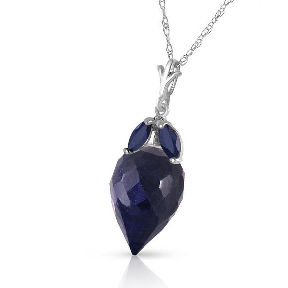 14K. SOLID GOLD NECKLACE WITH POINTY BRIOLETTE DROP SAPPHIRES (White Gold) - Picture 3 of 3